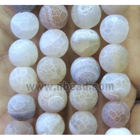 frosted Crackle Agate Stone bead, round