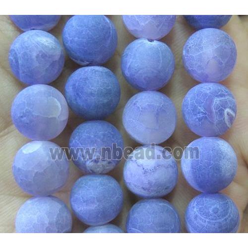 purple frosted Crackle Agate Stone bead, round