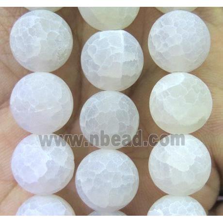 white frosted Crackle Agate Beads, round