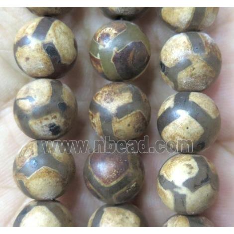 tibetan agate bead, round, coffee