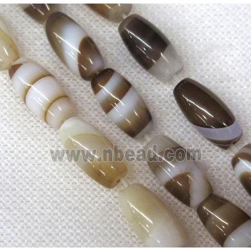 coffee stripe Agate barrel beads