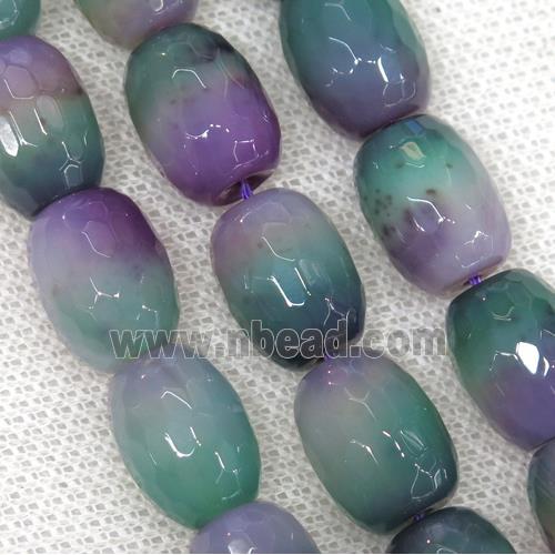 dichromatic Agate beads, faceted barrel