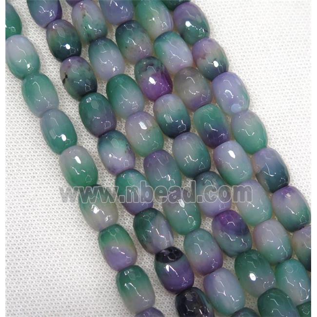 dichromatic Agate beads, faceted barrel