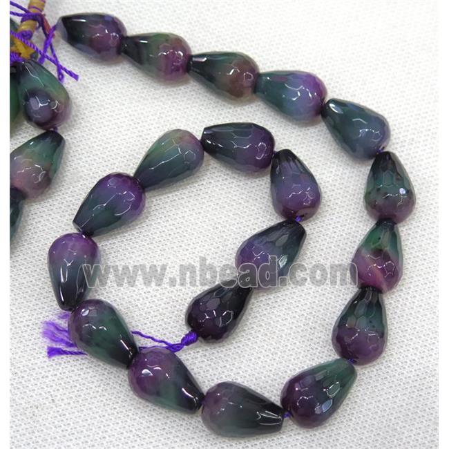 dichromatic Agate beads, faceted teardrop