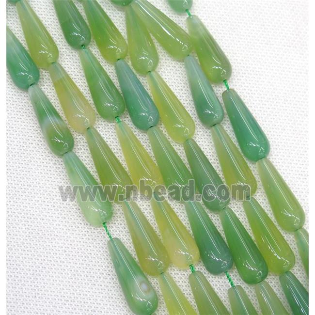 spring green Agate teardrop beads