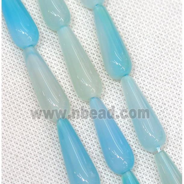 lt.blue Agate teardrop beads