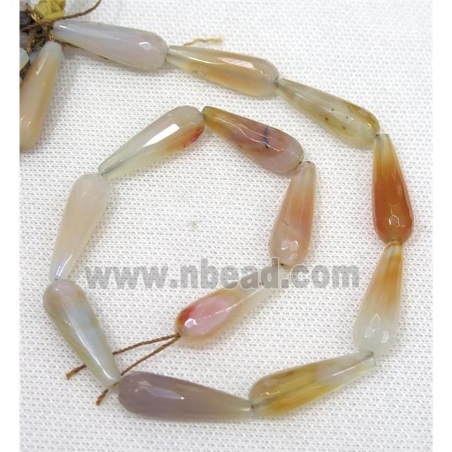 Agate beads, faceted teardrop