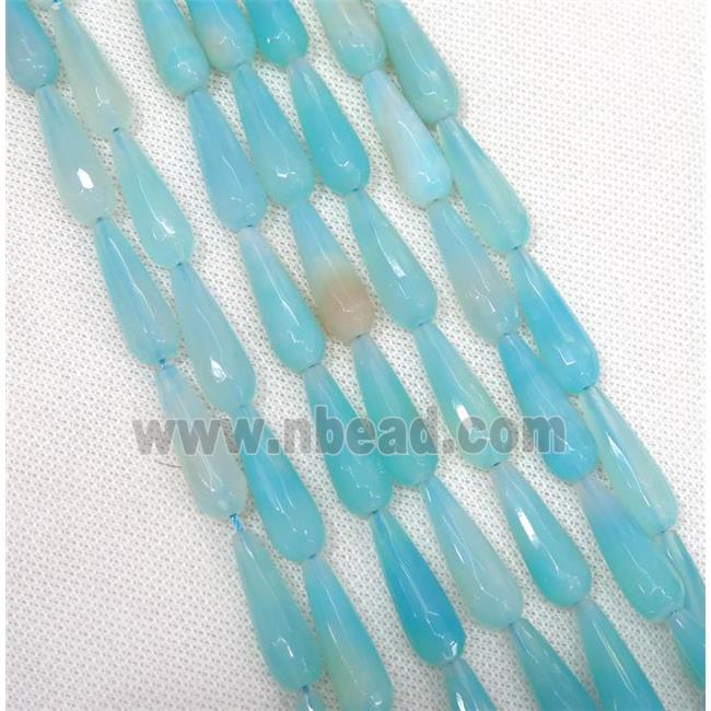blue Agate beads, faceted teardrop