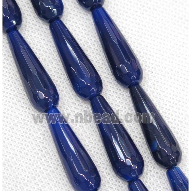 blue Agate beads, faceted teardrop