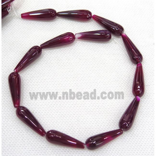 mauve Agate beads, faceted teardrop