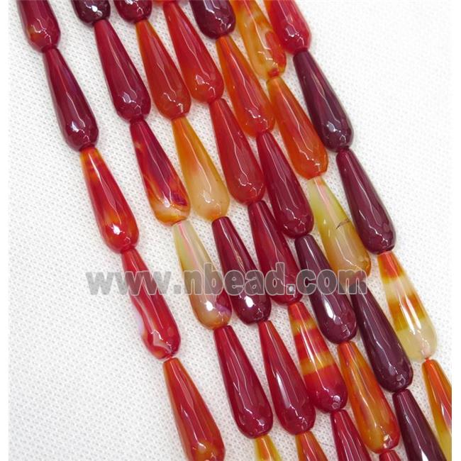 orange Agate beads, faceted teardrop