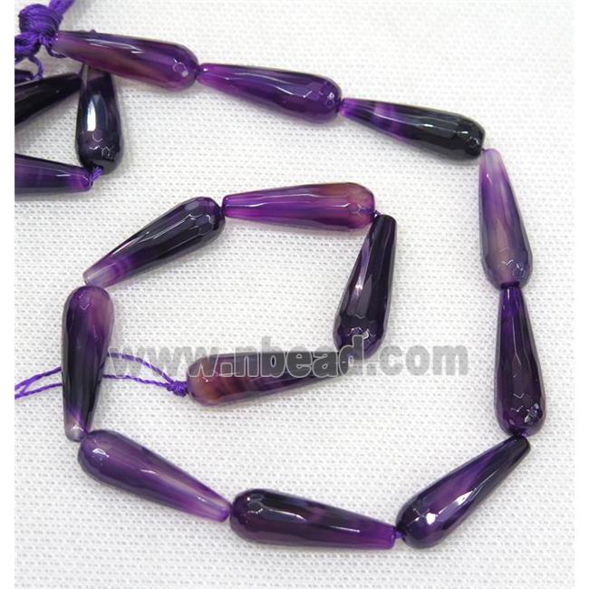 purple Agate beads, faceted teardrop