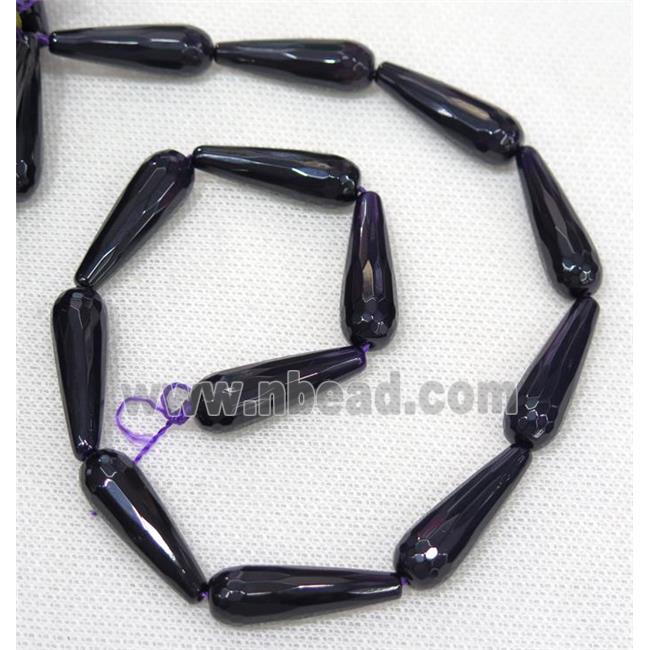 darkpurple Agate beads, faceted teardrop