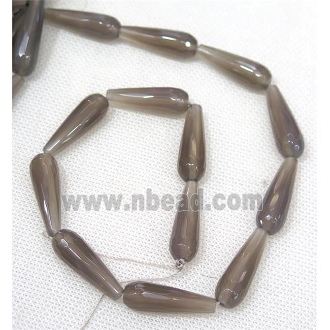 gray Agate beads, faceted teardrop