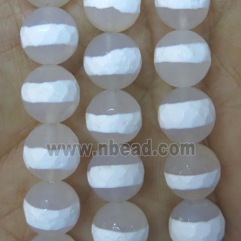 white Tibetan Style Agate beads, faceted round
