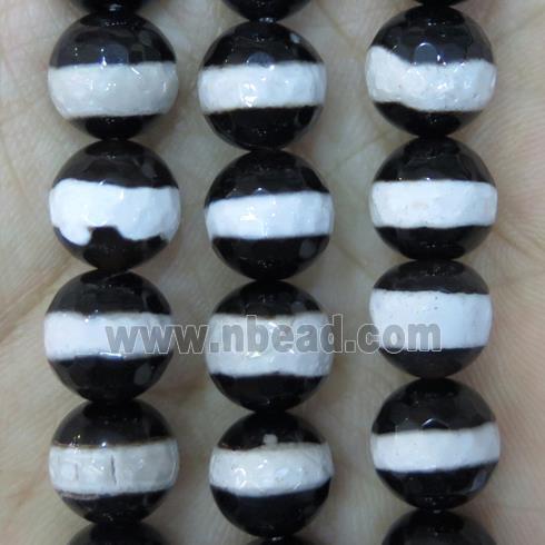 black and white Tibetan Style Agate beads, faceted round