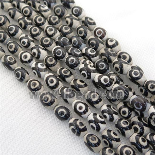 black and white Tibetan Style Agate rice beads, evil eye
