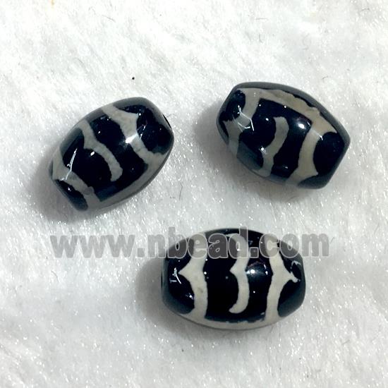 black tibetan style agate beads, oval