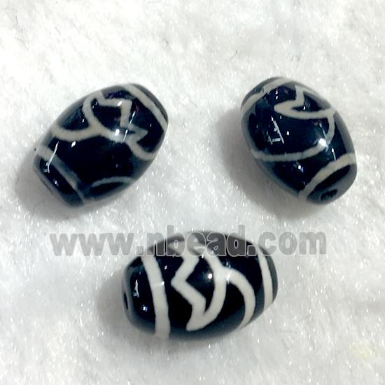 black tibetan style agate beads, oval
