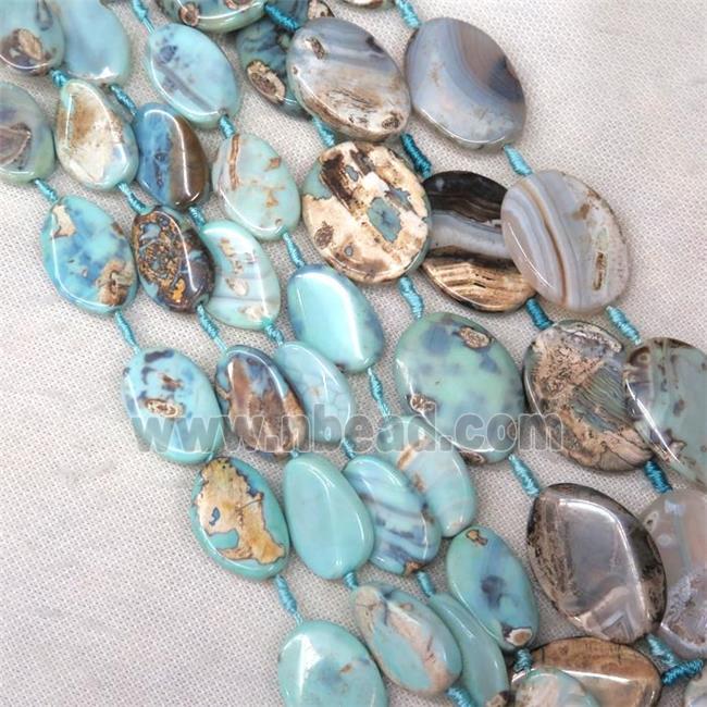 Agate beads, freeform, turq blue