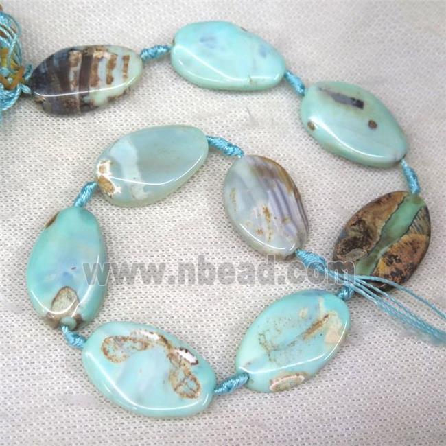 Agate beads, freeform, turq blue
