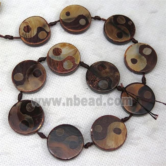 Tibetan Agate beads, circle, yinyang