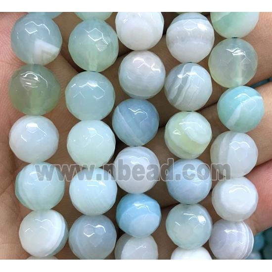 faceted round stripe agate beads, amazonite color