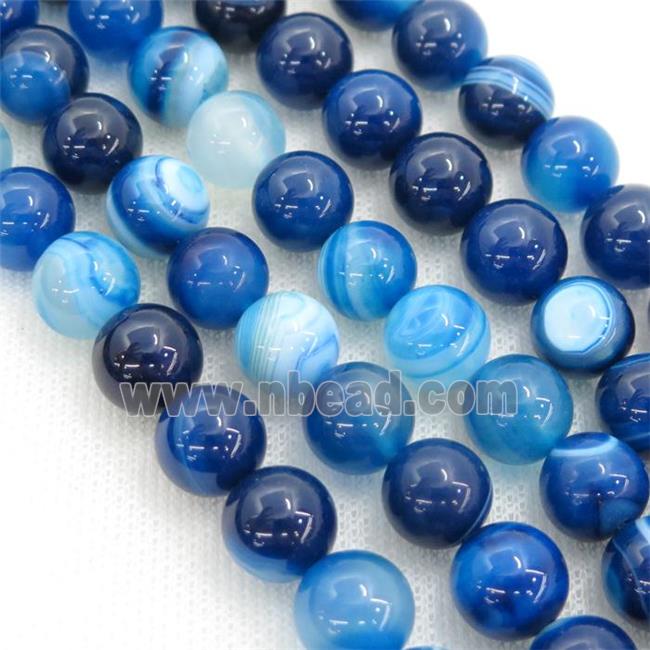 round blue striped Agate Beads