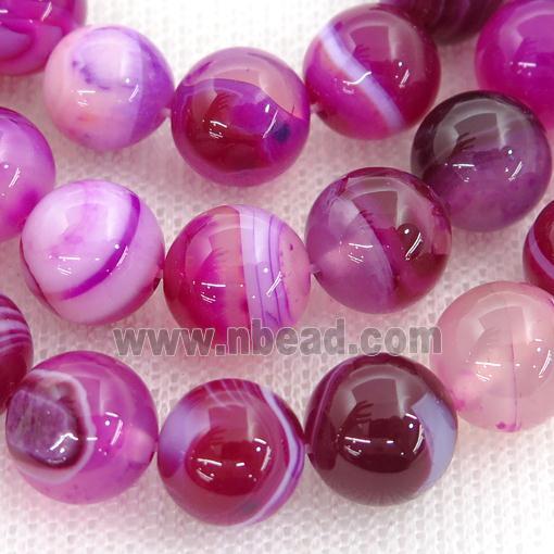 round hotpink striped Agate Beads