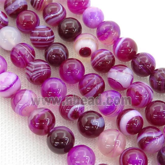 round hotpink striped Agate Beads