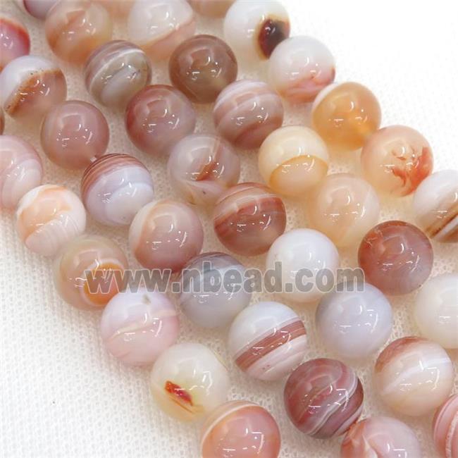 round striped Agate Beads, lt.red