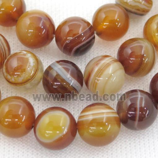 Natural Stripe Agate Beads Banded Ambergold Dye Smooth Round