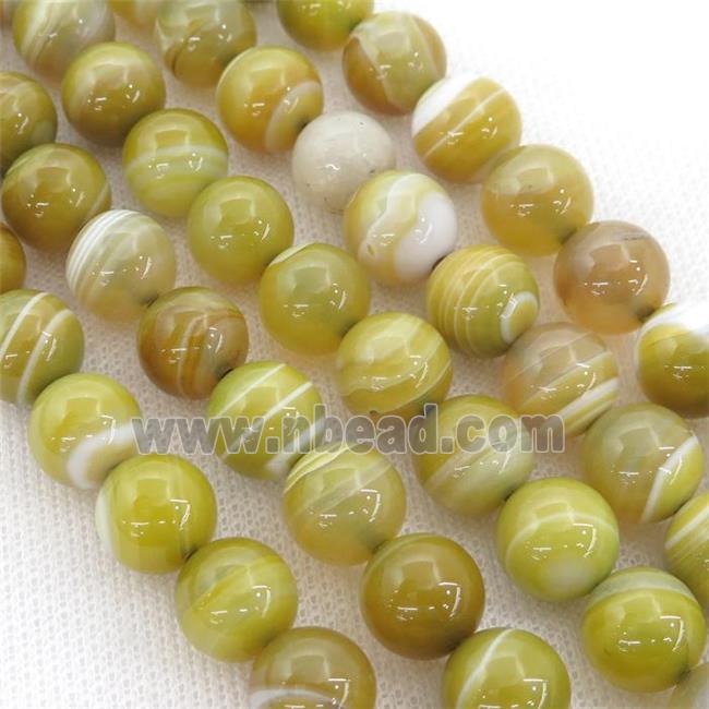 round striped Agate Beads, olive