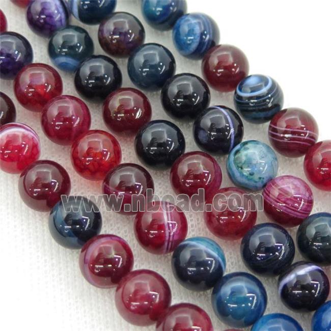 round striped Agate Beads, mix color