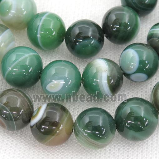 round striped Agate Beads, green