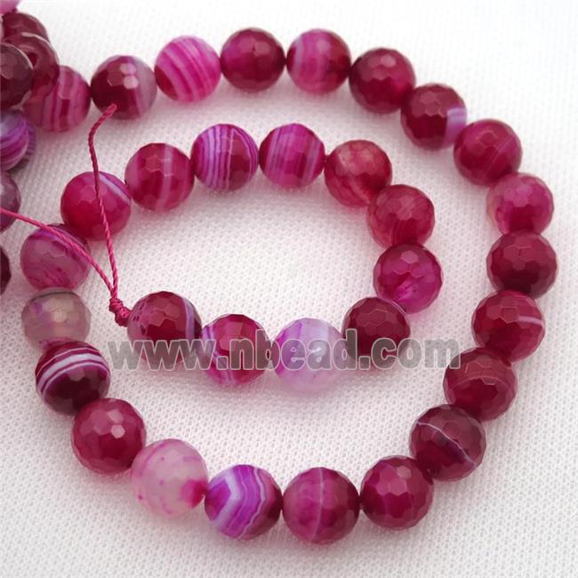 hotpink Striped Agate Beads, faceted round, A grade