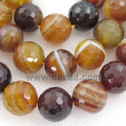 amberGold Striped Agate Beads, faceted round, A grade