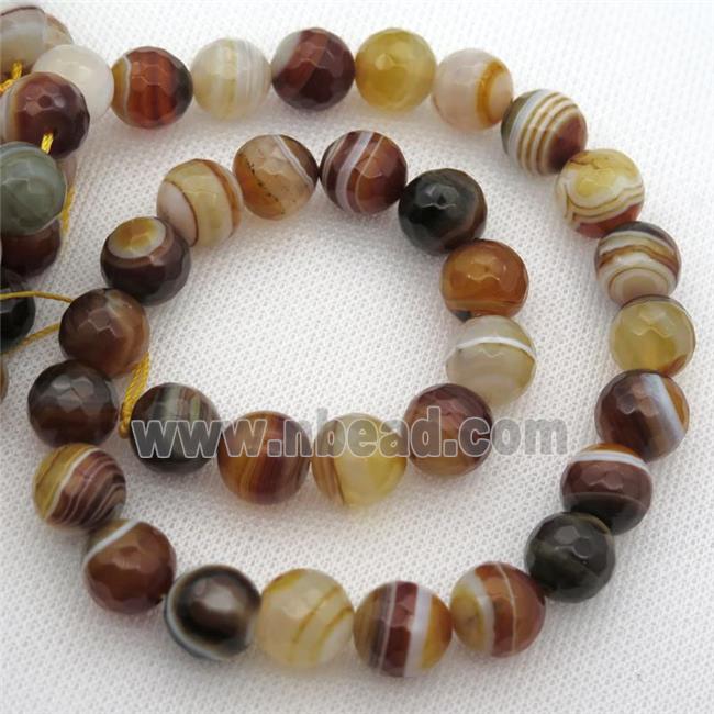amberGold Striped Agate Beads, faceted round, A grade