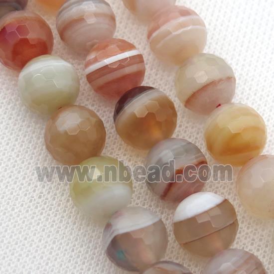 lt.red Striped Agate Beads, faceted round, A grade