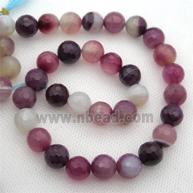 lt.purple Striped Agate Beads, faceted round, A grade