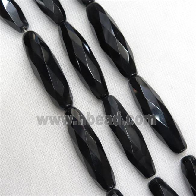 black Onyx Agate Beads, faceted rice