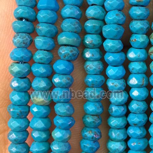 Jade beads, blue dye, faceted rondelle
