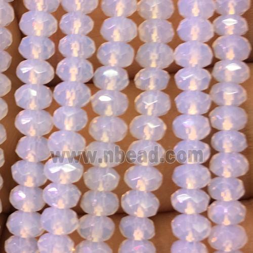 white opalite beads, faceted rondelle