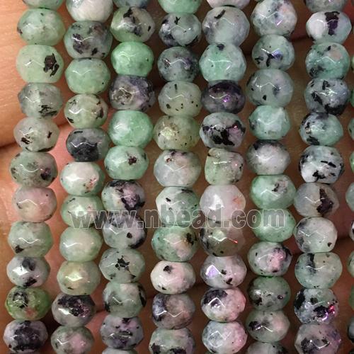 Jade beads, dye, faceted rondelle