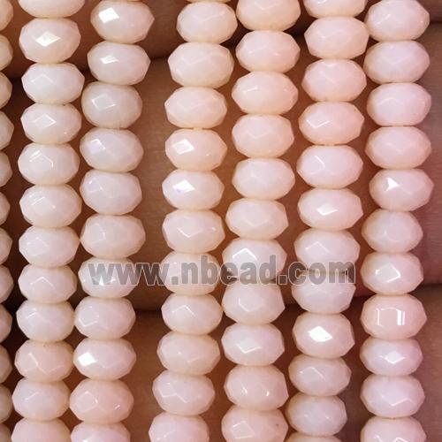 Jade beads, pink dye, faceted rondelle