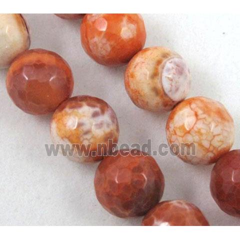 red Fire Agate Stone beads, faceted round