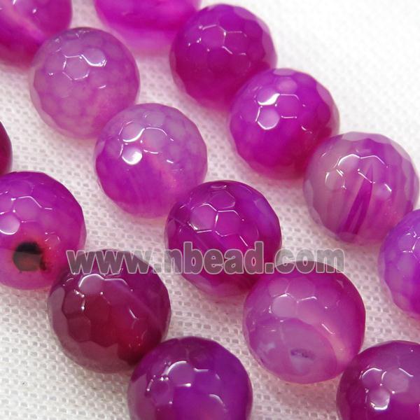 faceted round hotpink Agate Beads