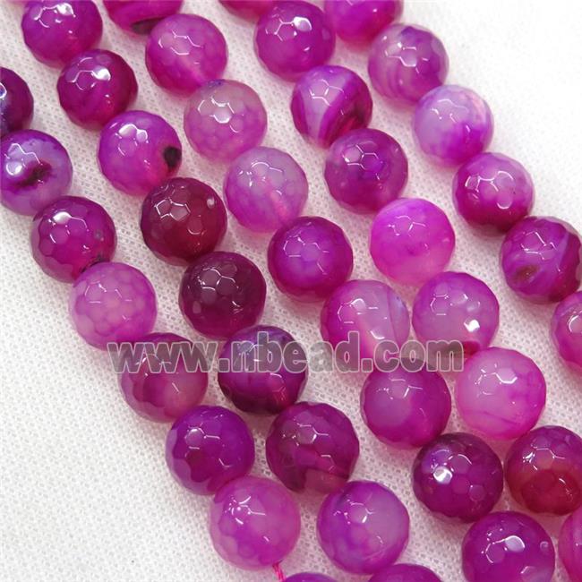 faceted round hotpink Agate Beads