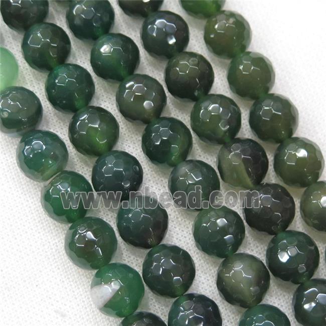 green Agate Beads, faceted round