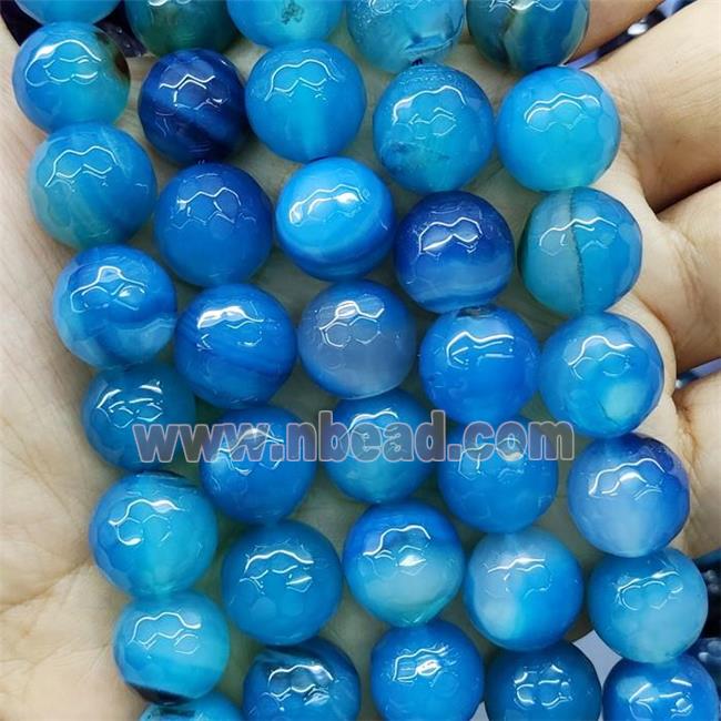 blue Agate Beads, faceted round